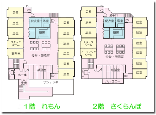 グループホーム大竜れもんユニットフロア図