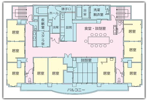 認知症対応型共同生活介護グループホームいこいの泉ユニットフロア図